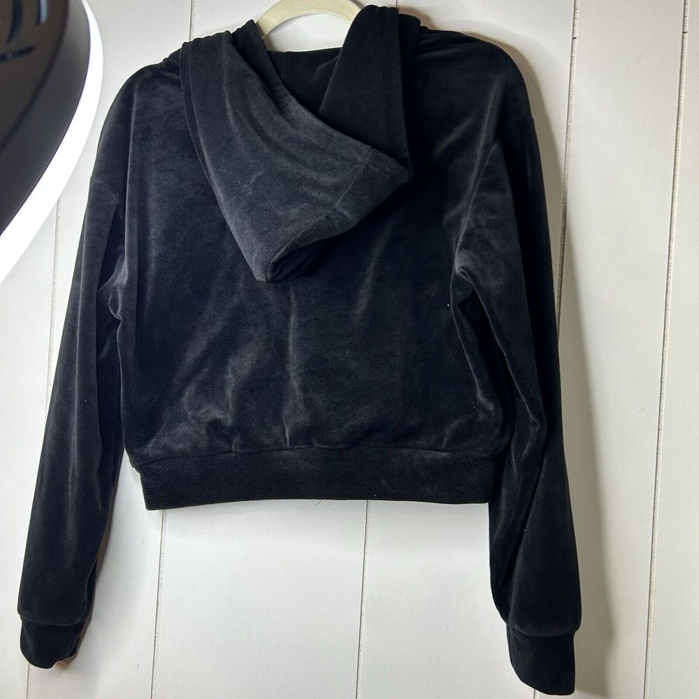 Express Velour Black Long Sleeved Hoodie Full‎ Zip Up Size S - Picture 2 of 5